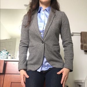 Loft heather gray cotton 1 button blazer